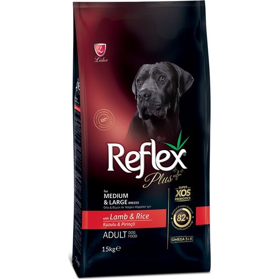 Reflex Plus Kuzulu ve Pirinçli Orta ve Büyük Irk Yetişkin Köpek Kuru Maması 15 kg