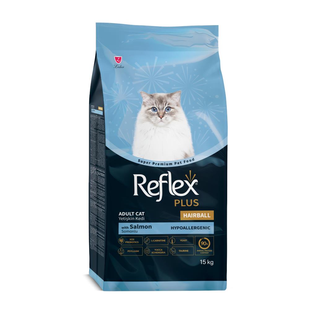 Reflex Plus Somonlu Hairball (Tüy Yumağı Önleyici )Yetişkin Kedi Kuru Maması 15 kg