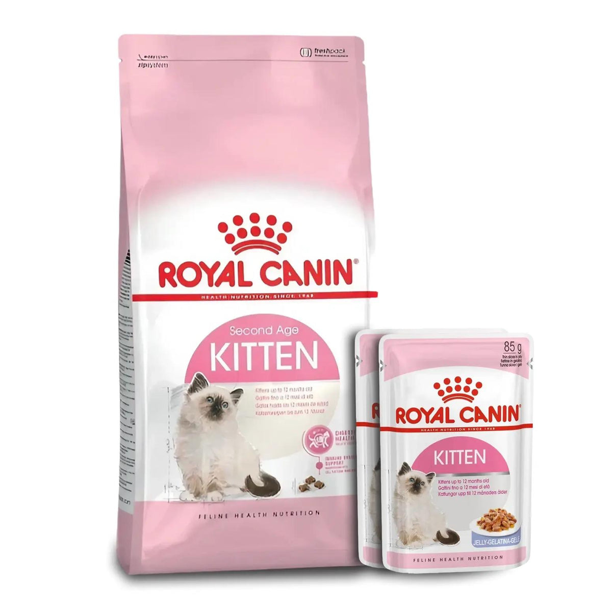 Royal Canin Kitten Yavru Kedi Maması 2 kg 85 gr Kitten Jelly Yaş Mama Hediyeli 2 Adet