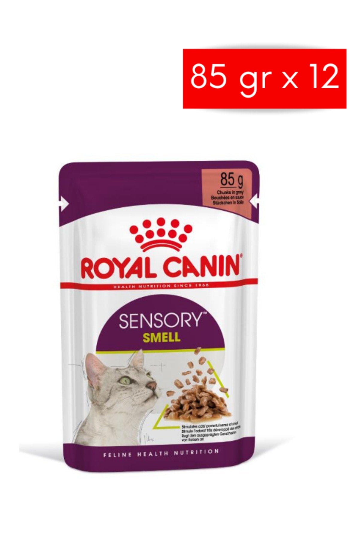 Royal Canin Sensory Smell Gravy Yetişkin Kedi Yaş Maması 12X85 gr