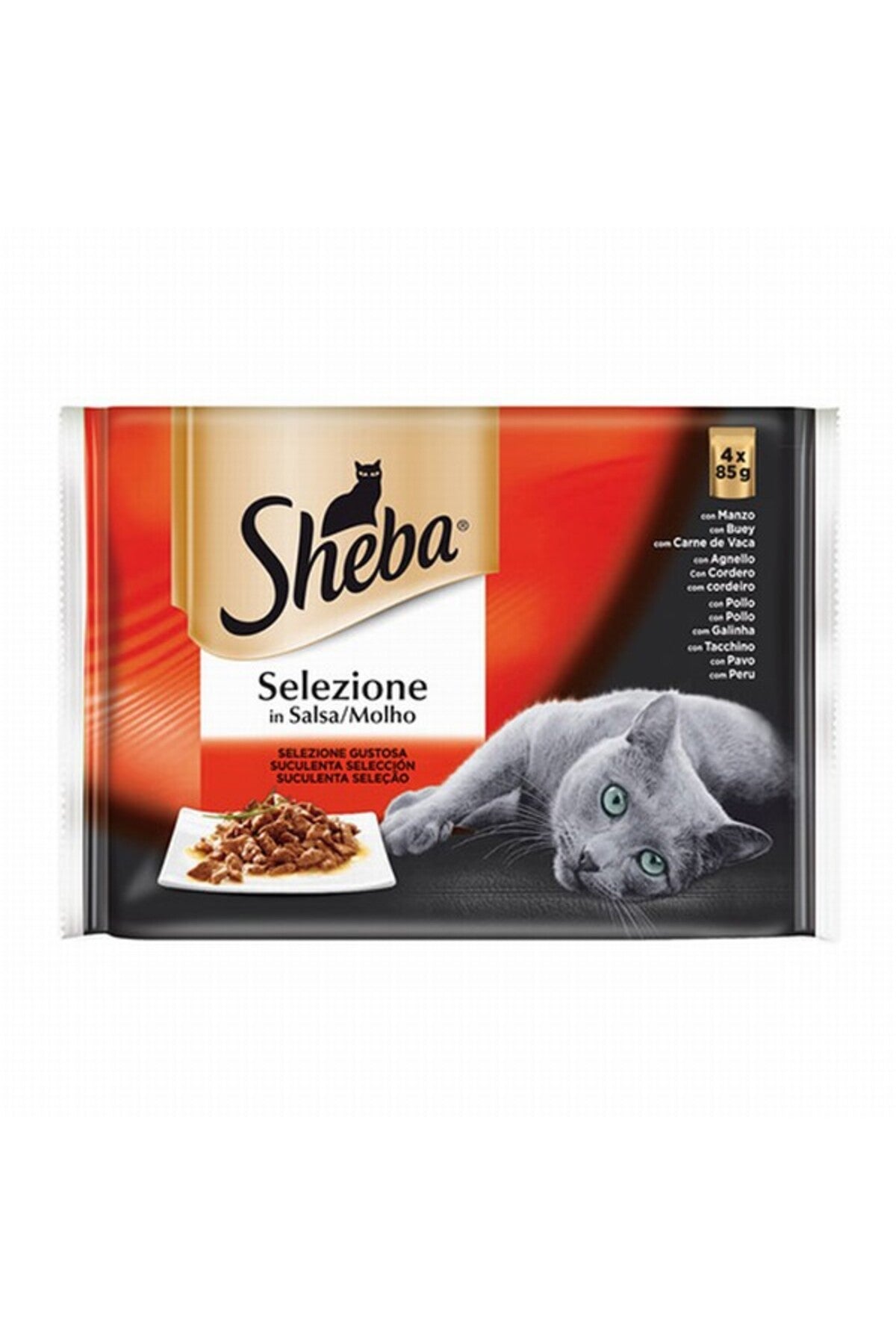 Sheba Etli Seçenekler Yetişkin Kedi Yaş Maması 4 X 85 gr