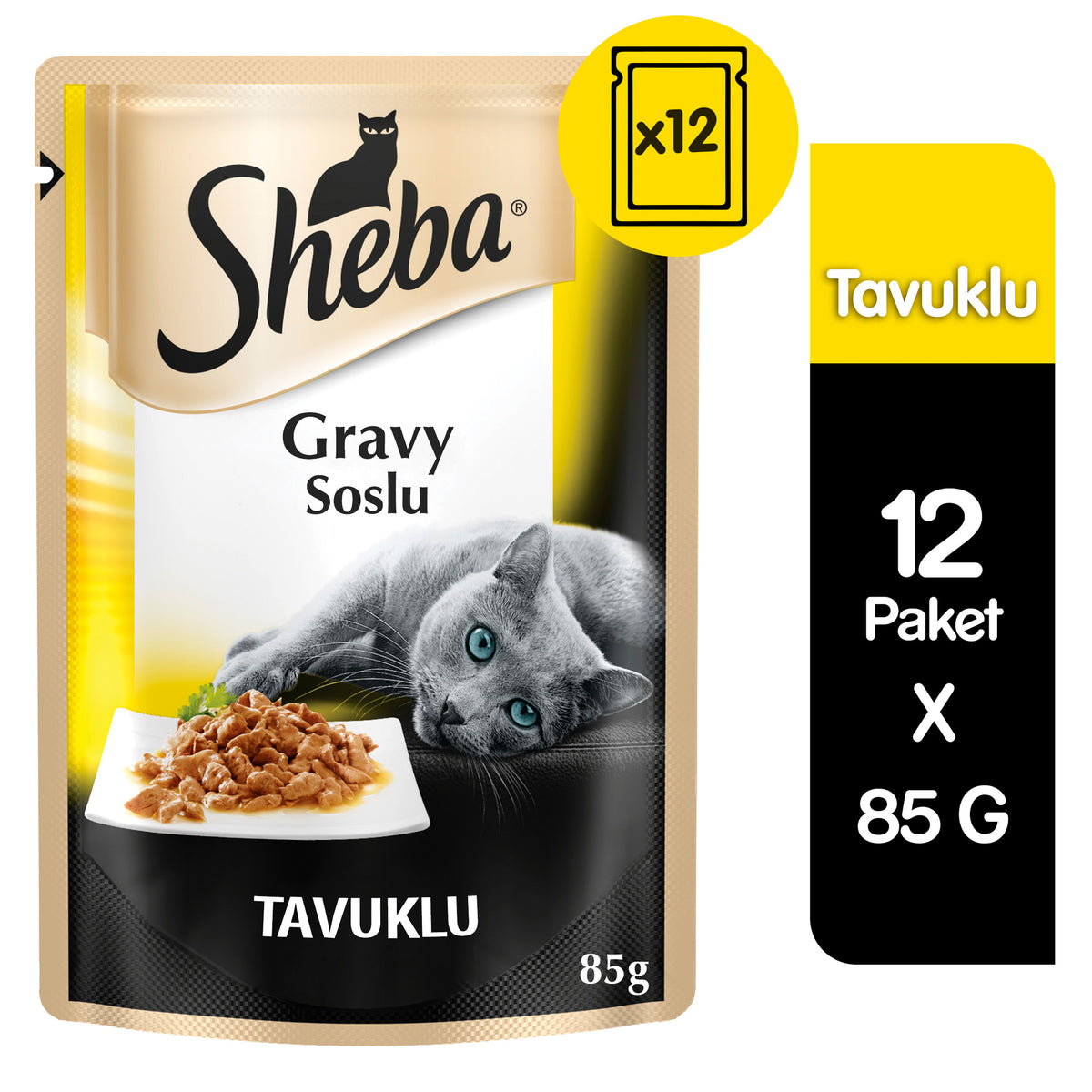 Sheba Tavuklu Yetişkin Kedi Yaş Maması 85 gr (12 Adet)