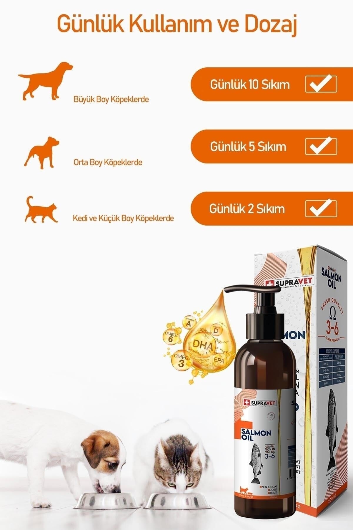 Supravet Kedi ve Köpekler için Somon Yağı 200 ml - Pet Keys