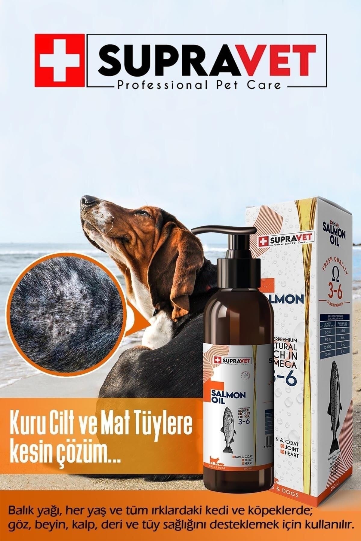 Supravet Kedi ve Köpekler için Somon Yağı 200 ml - Pet Keys