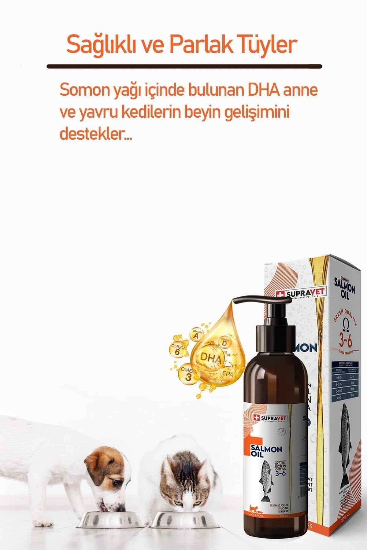 Supravet Kedi ve Köpekler için Somon Yağı 200 ml - Pet Keys