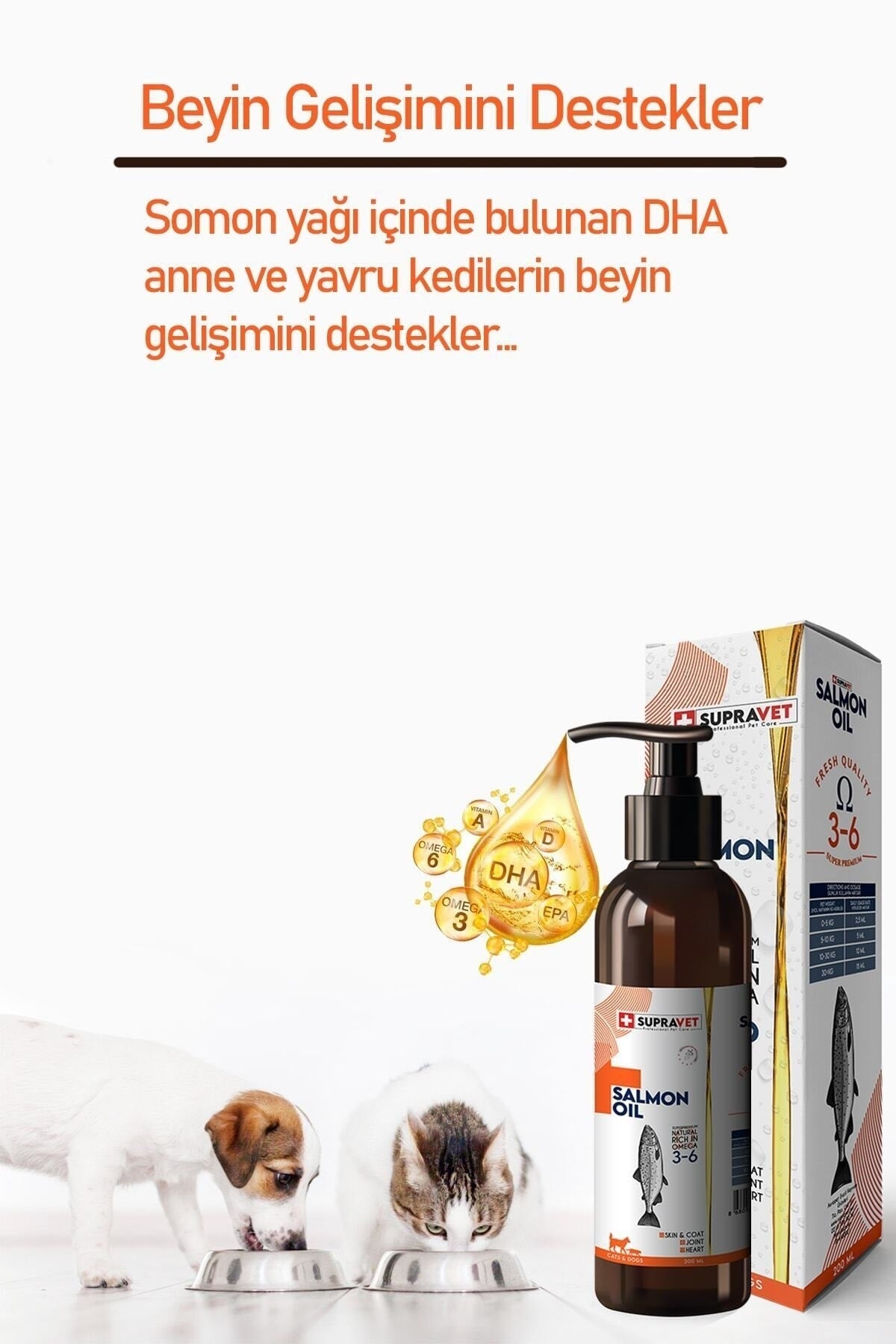 Supravet Kedi ve Köpekler için Somon Yağı 200 ml - Pet Keys