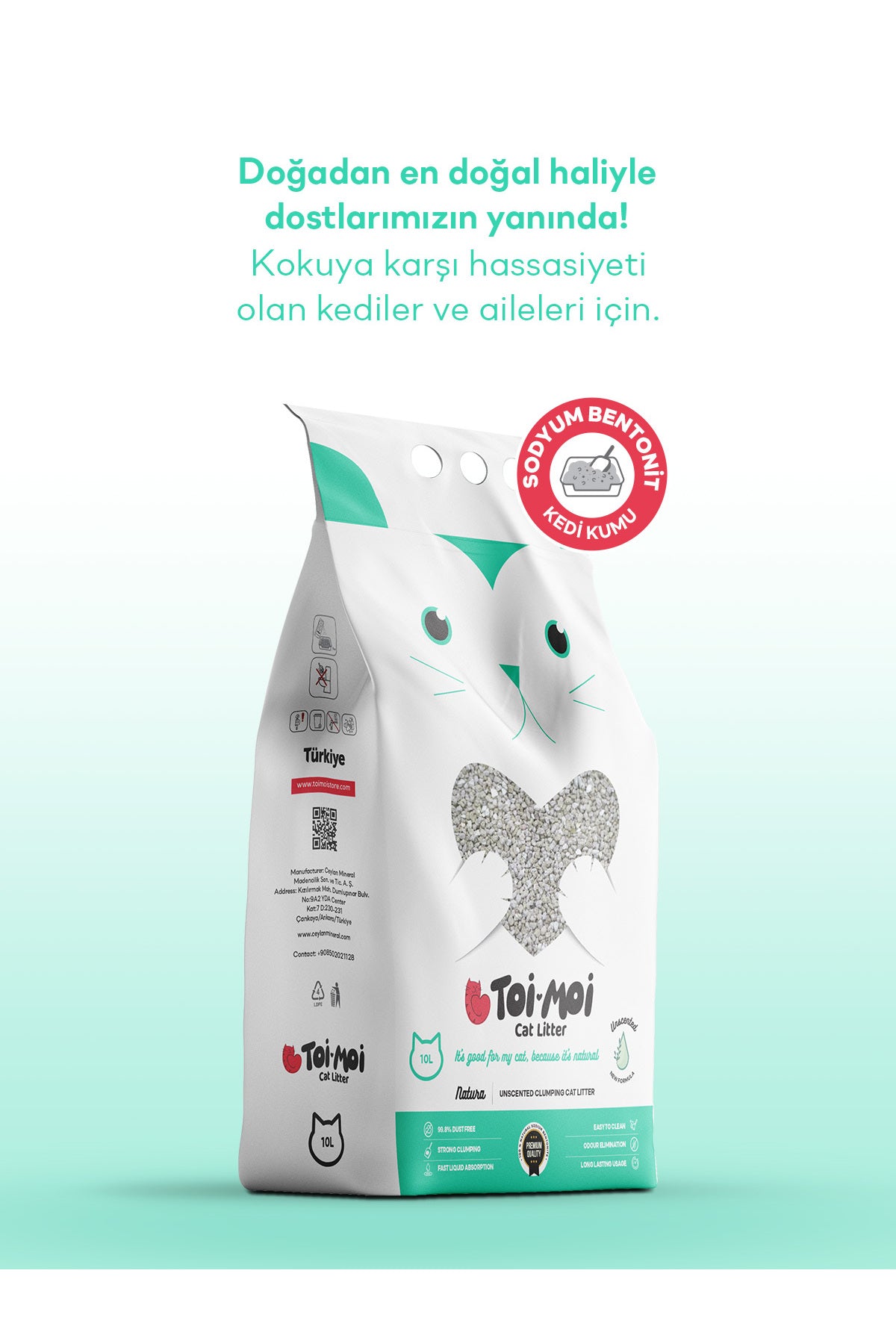 Toi Moi Natura Cream Kokusuz Sodyum Bentonit Kedi Kumu 10 kg