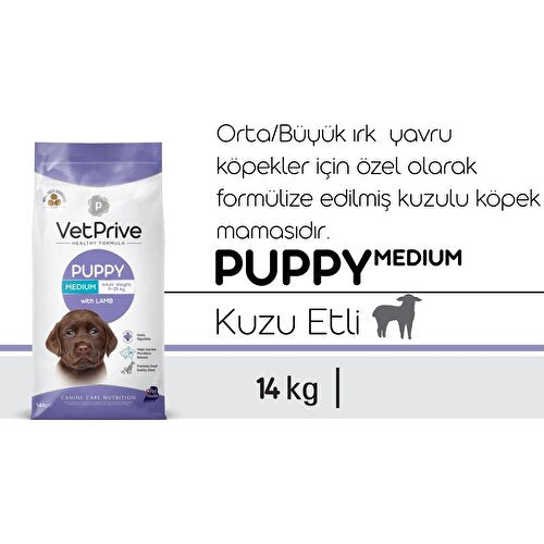 Vet Prive Kuzulu Orta Irk Yavru Köpek Kuru Maması 14 kg