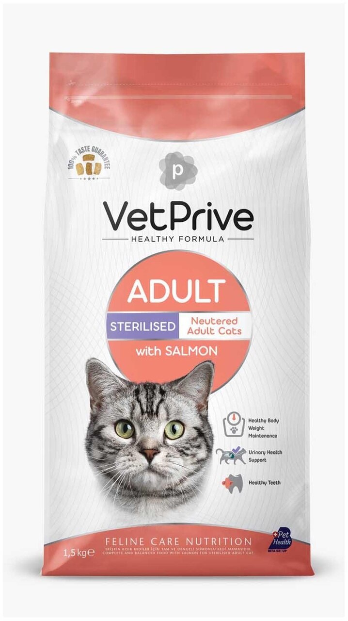 Vet Prive Somonlu Kısırlaştırılmış Yetişkin Kedi Kuru Maması 1,5 kg