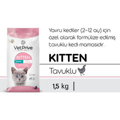 Vet Prive Tavuklu Yavru Kedi Kuru Maması 1,5 kg