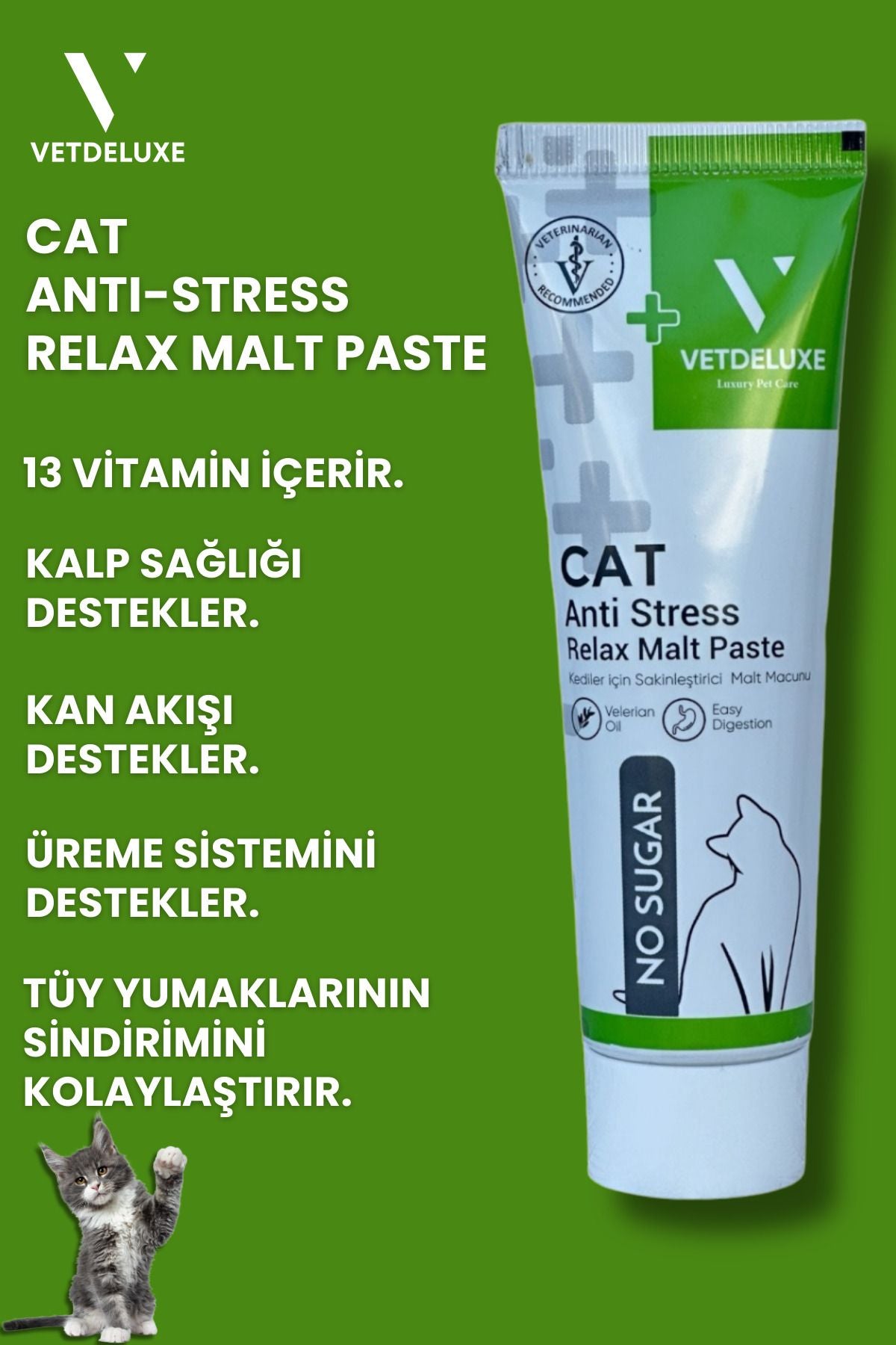 Vetdeluxe Anti Stress Sakinleştirici Kedi Malt Macun 100 gr