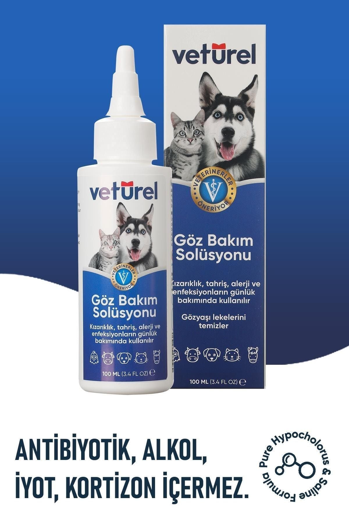 Vetürel Kedi ve Köpek Göz Bakım Solüsyonu 100 ml