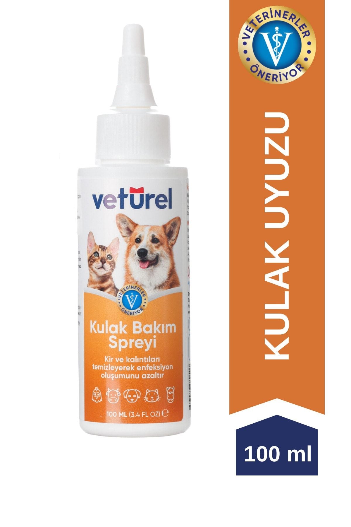 Vetürel Kedi Köpek Kulak Bakım Damlası 100 ml