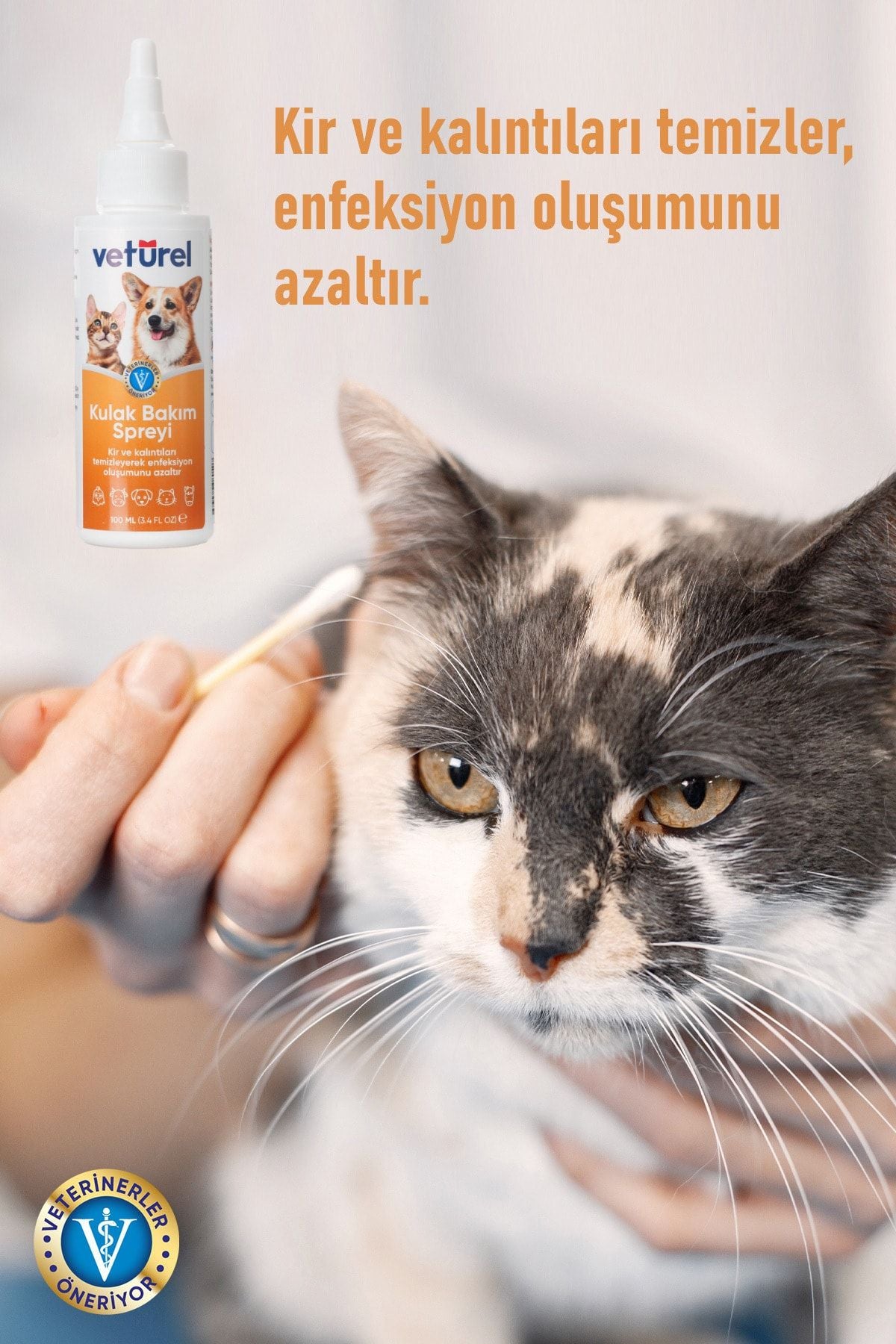 Vetürel Kedi Köpek Kulak Bakım Damlası 100 ml