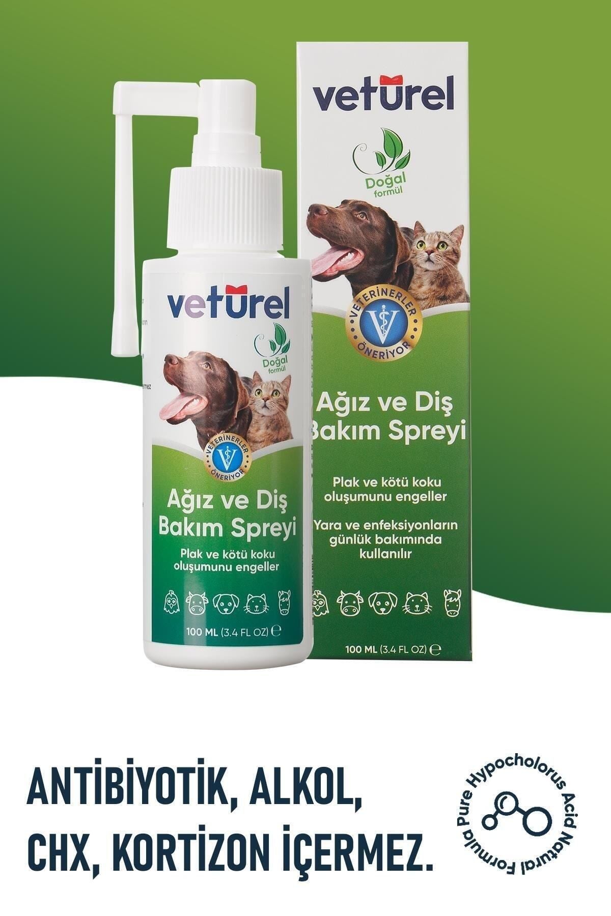 Vetürel Kedi ve Köpekler için Ağız ve Diş Bakım Spreyi 100 ml