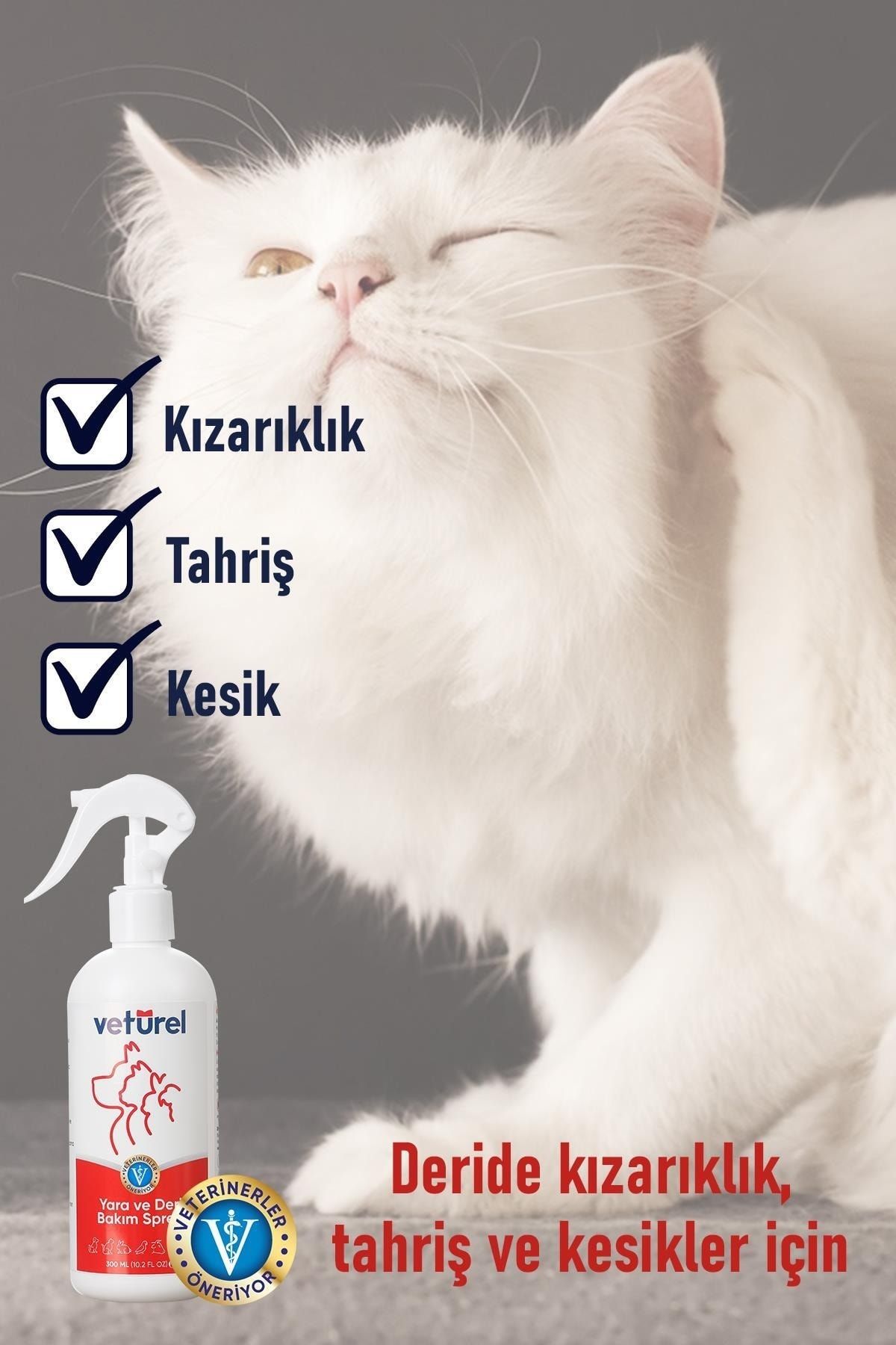 Vetürel Kedi ve Köpekler İçin Yara ve Deri Bakım Spreyi 1000 ml