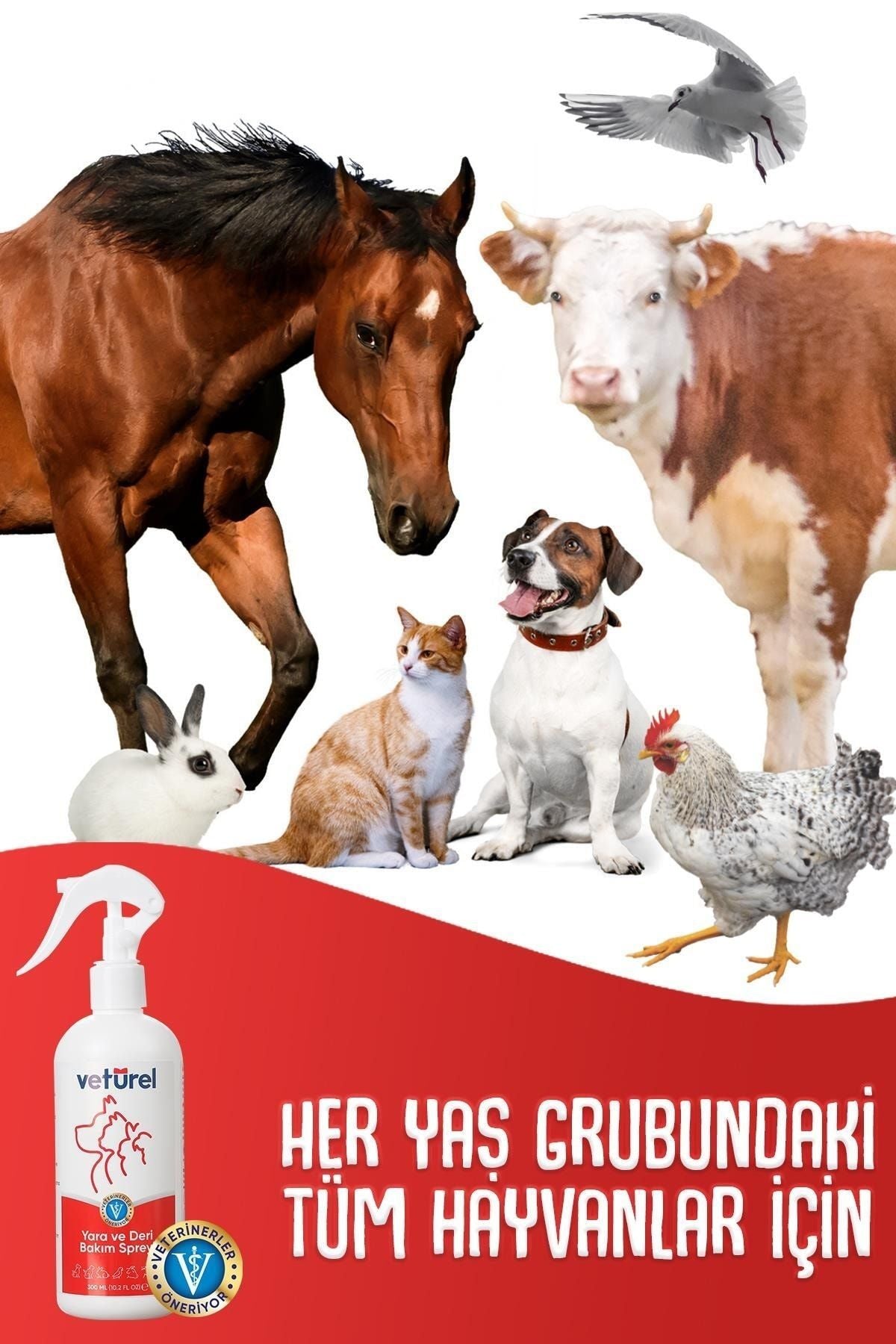 Vetürel Kedi ve Köpekler İçin Yara ve Deri Bakım Spreyi 300 ml