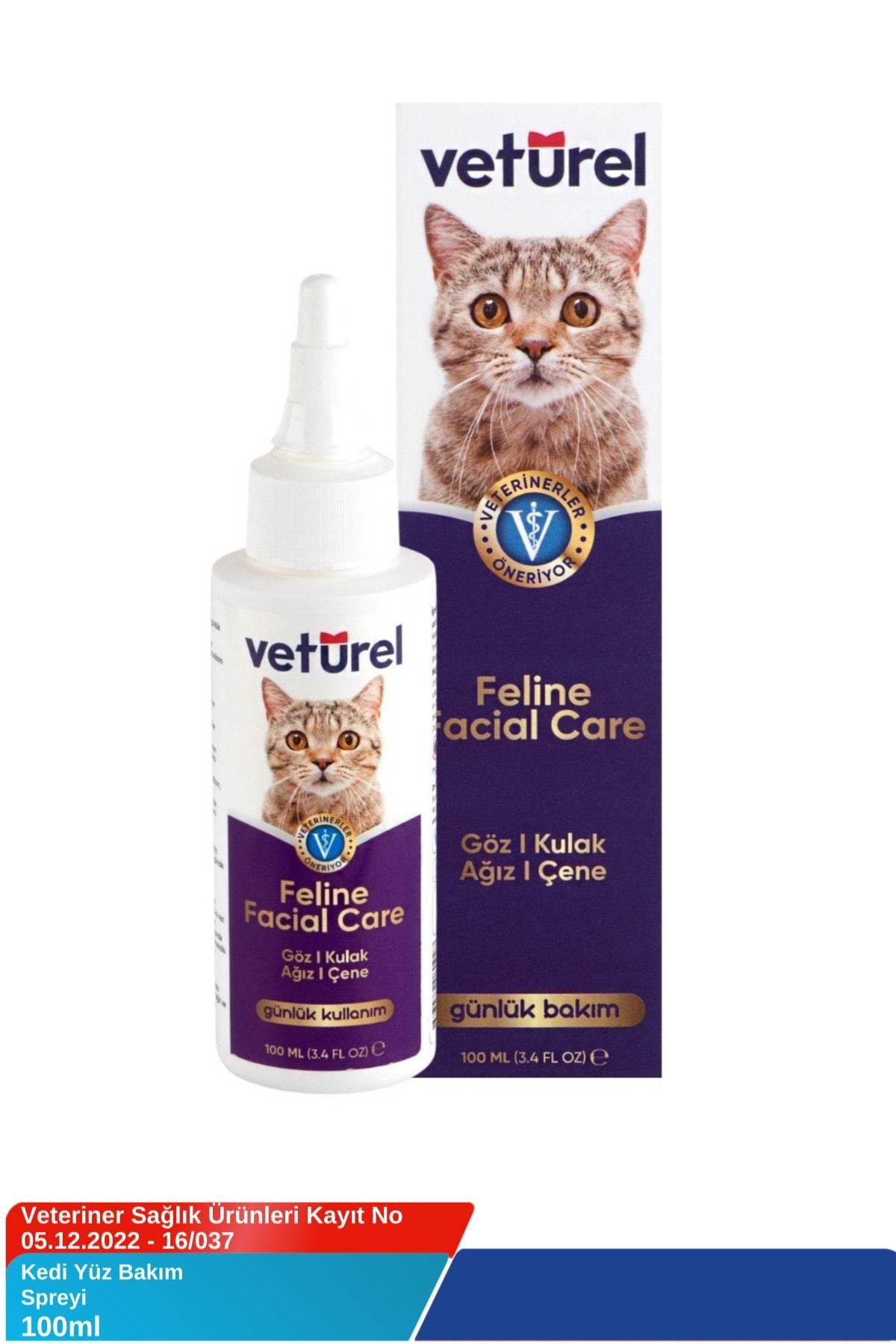 Vetürel Kedi Yüz Temizleme Solüsyonu 100 ml