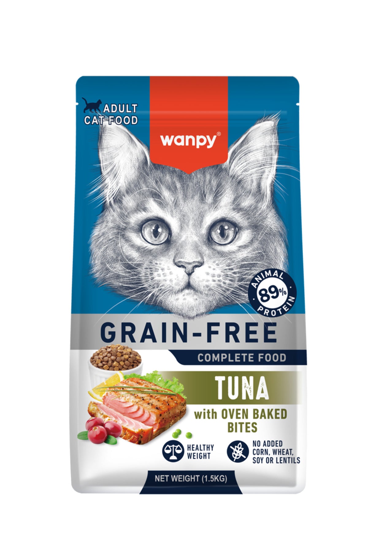 Wanpy Tahılsız Ton Balıklı Yetişkin Kedi Kuru Maması1,5 kg