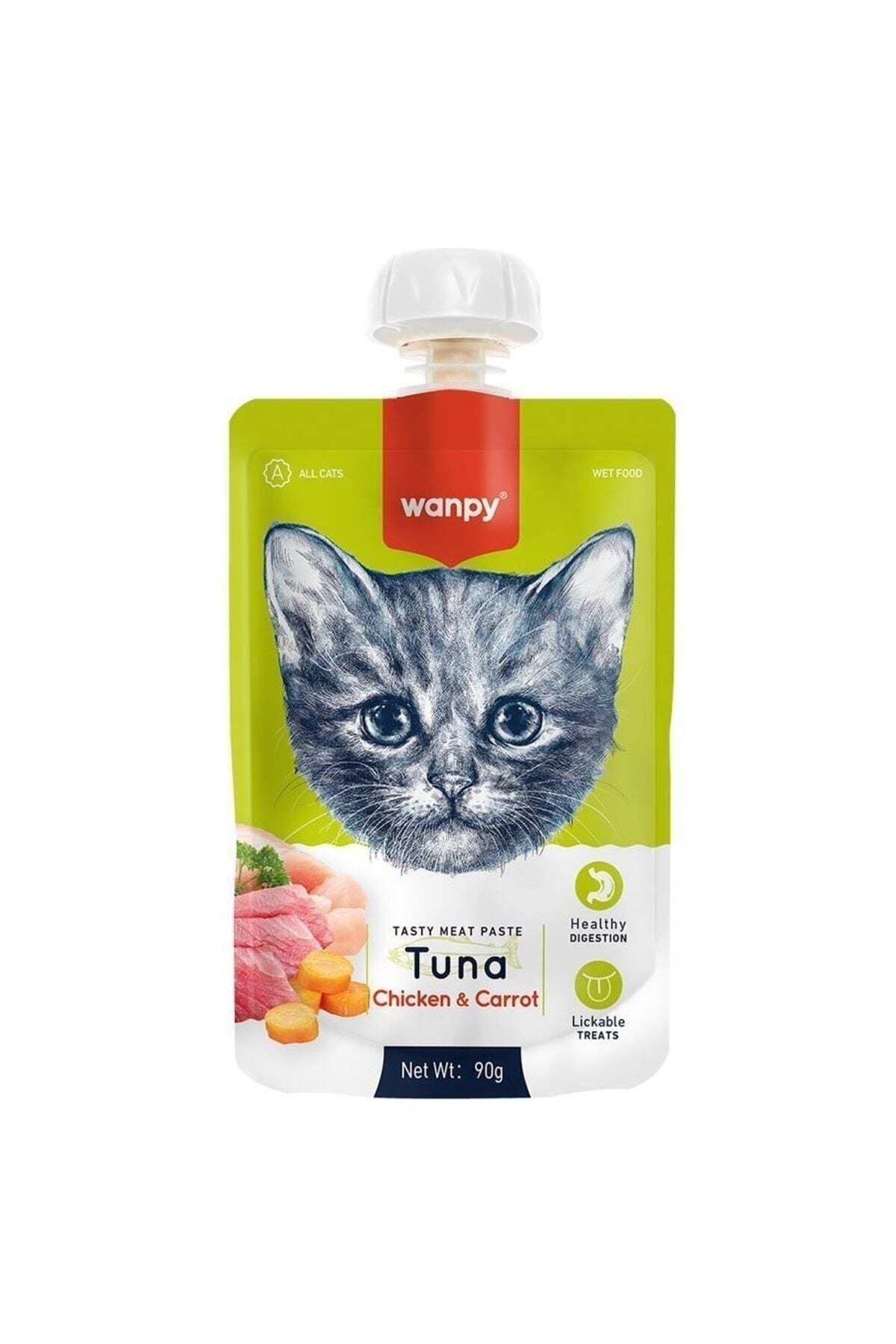 Wanpy Taze Ton Balıklı ve Tavuklu Et Ezmesi Yetişkin Kedi Sıvı Ödül Maması 90 gr