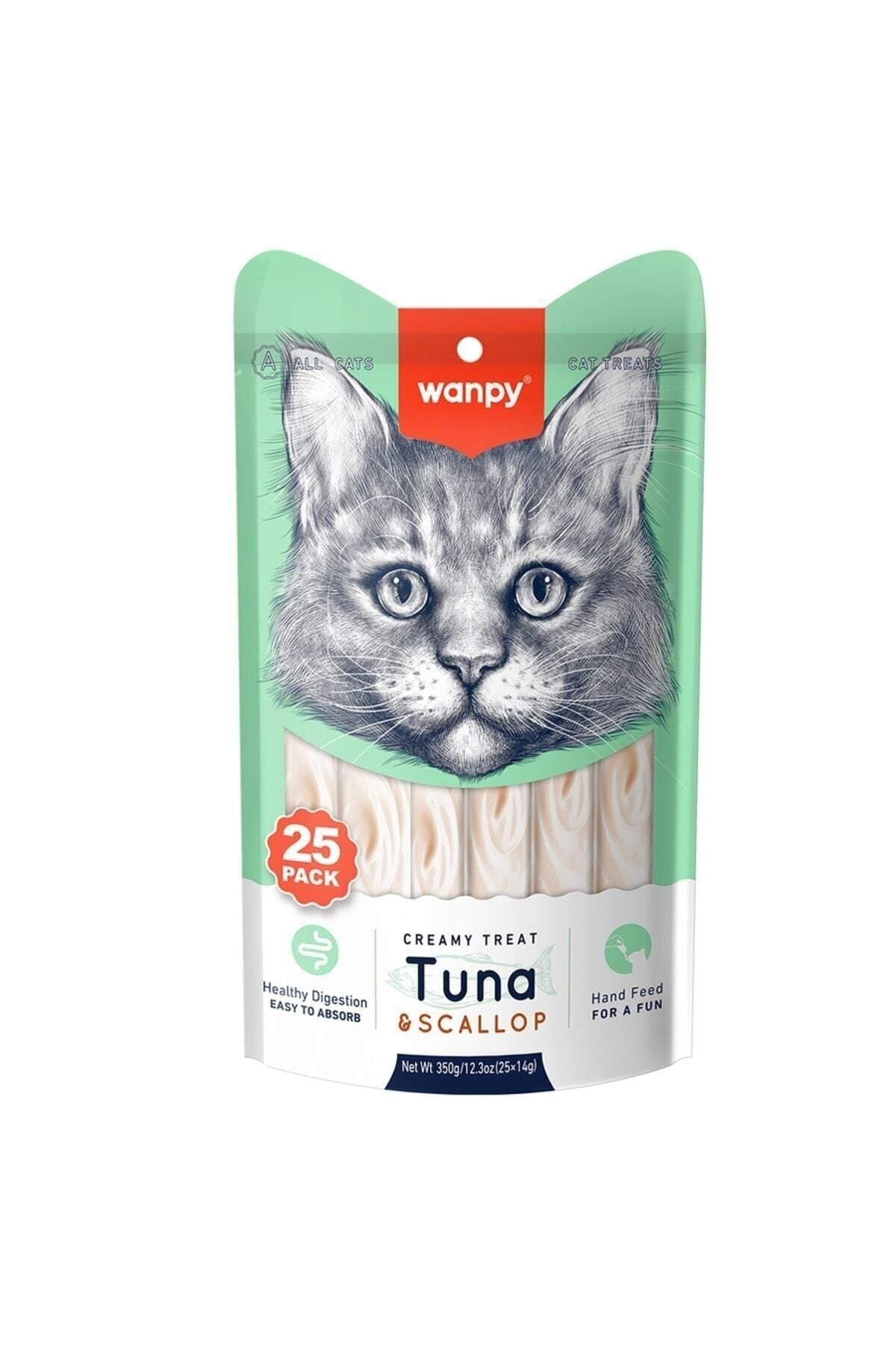 Wanpy Ton Balıklı ve Deniz Taraklı Yetişkin Kedi Kramalı Sıvı Ödül Maması 25X14 gr