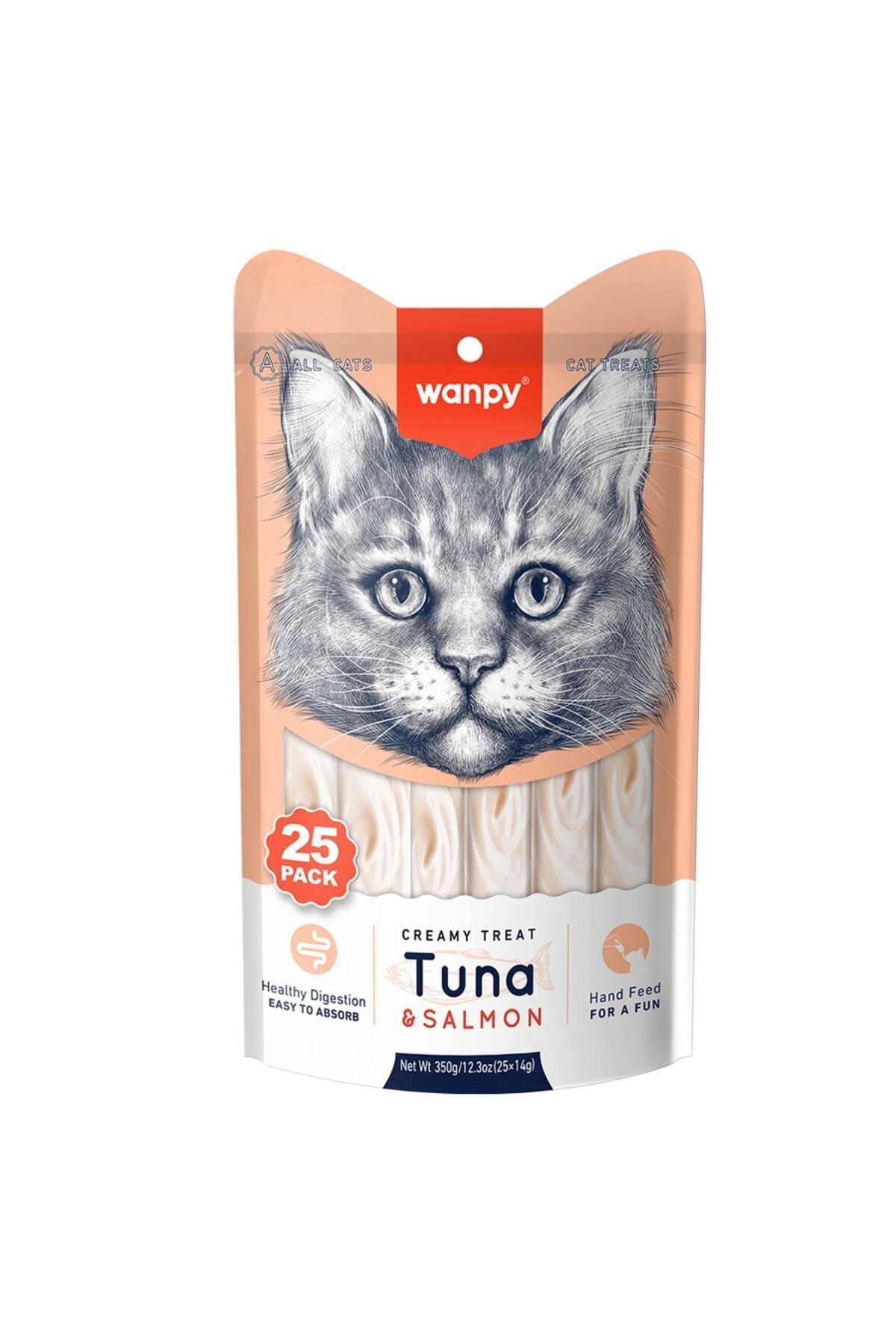 Wanpy Ton Balıklı ve Somonlu Yetişkin Kedi Kramalı Sıvı Ödül Maması 25X14 gr