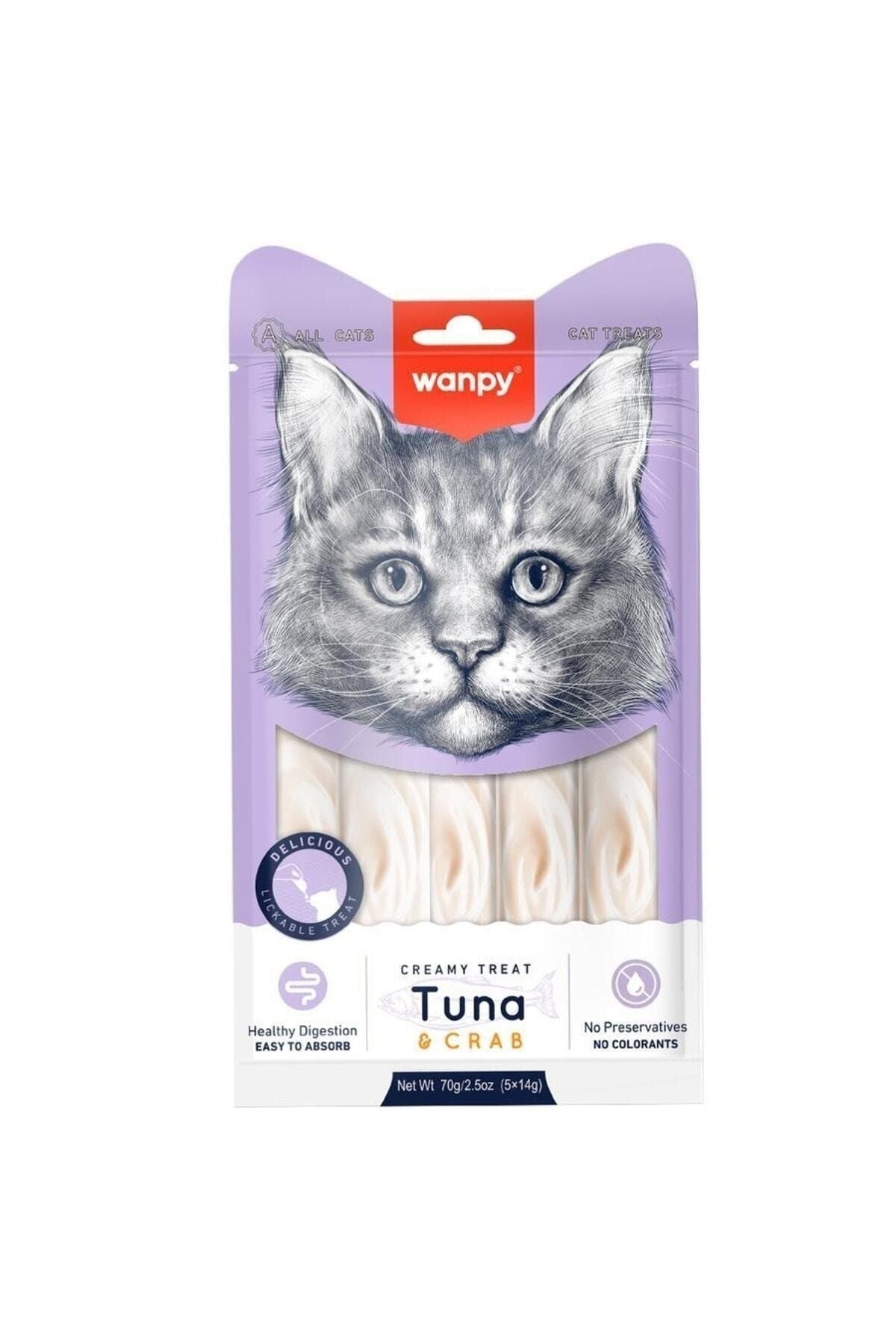 Wanpy Ton Balıklı ve Yengeçli Yetişkin Kedi Kremalı Sıvı Ödül Maması 5X14 gr