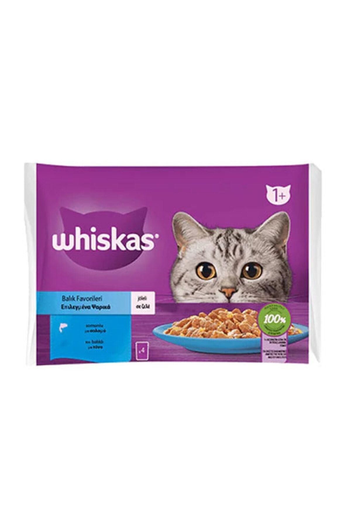 Whiskas Somonlu ve Ton Balıklı Yetişkin Kedi Yaş Maması 4X85 gr