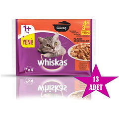 Whiskas Pouch Güveç Etli Yetişkin Kedi Yaş Maması 4X85 gr (13 Paket, 52 Adet Tekli)