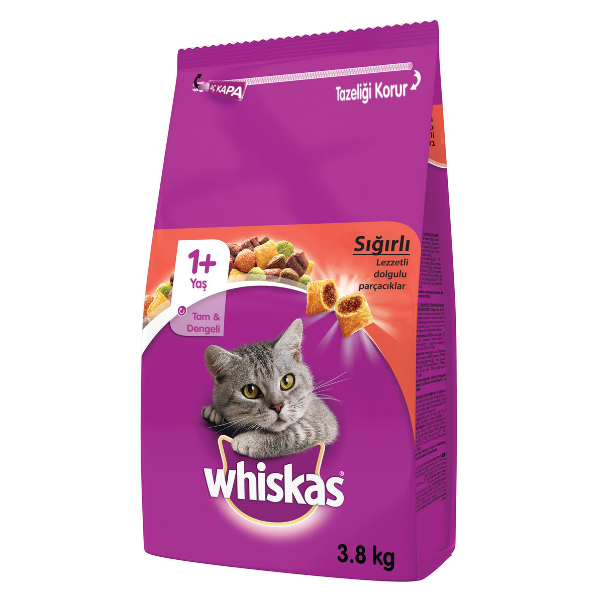 Whiskas Sığır Etli Yetişkin Kedi Kuru Maması 3,8 kg