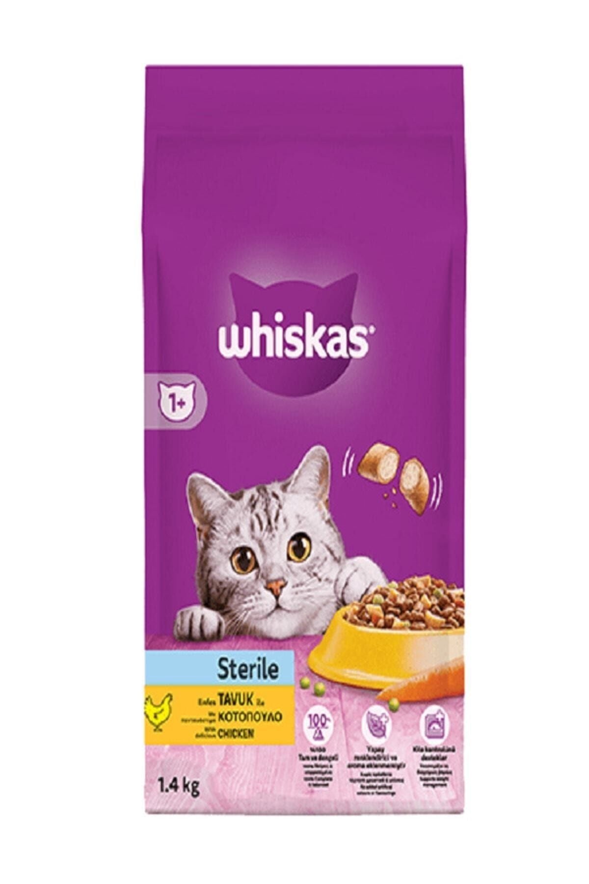 Whiskas Tavuklu Kısırlaştırılmış Yetişkin Kedi Kuru Maması 1,4 kg (Yeni)