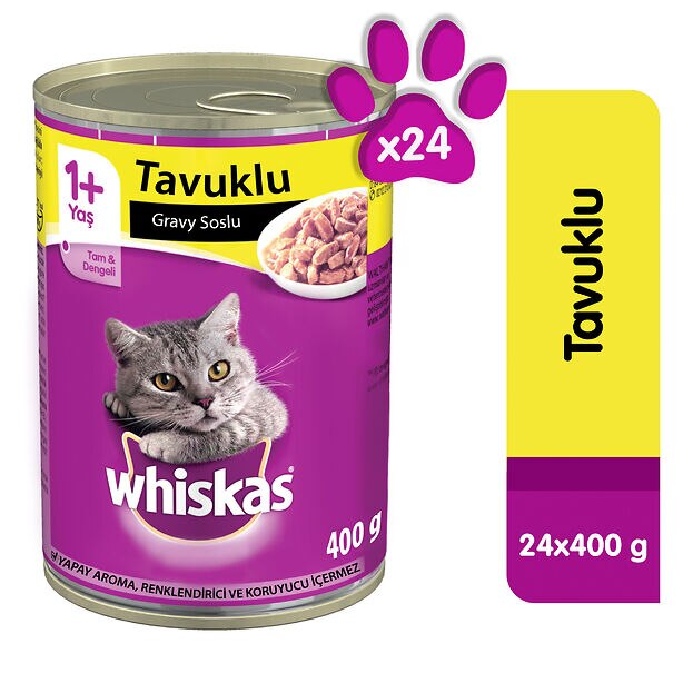 Whiskas Tavuklu Yetişkin Kedi Konserve Yaş Maması 24X400 gr