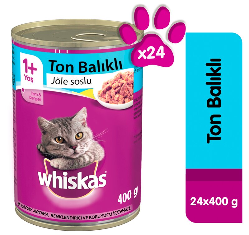 Whiskas Ton Balıklı Yetişkin Kedi Konserve Yaş Maması 24X400 gr